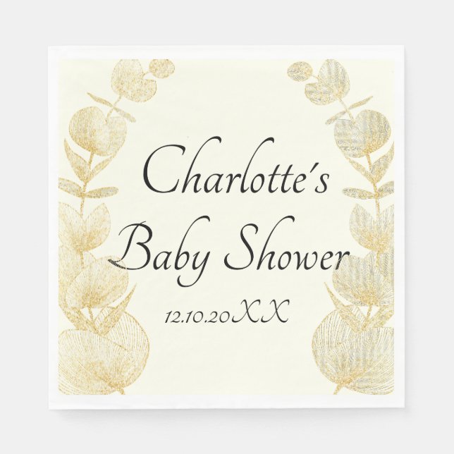 Elegant Off White Gender Neutral Baby Shower  Napkin (Front)