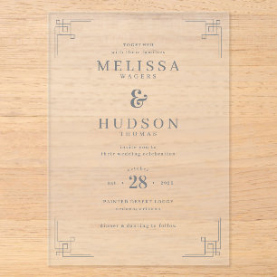 Elegant Off-White Geometric Acrylic Invitations