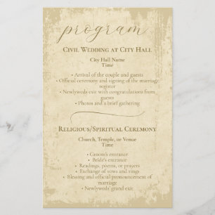 Elegant Off-White Grunge Wedding Program