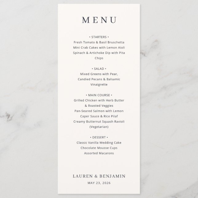 Elegant Off-White Menu Template (Front)