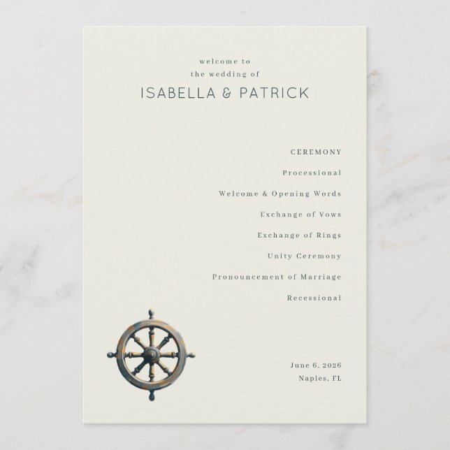 Elegant Off-White Nautical Wheel Programme (Front)