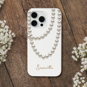 Elegant off white Pearl necklace iPhone 15 Pro Max Case