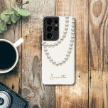 Elegant off white Pearl necklace Samsung Galaxy Case<br><div class="desc">Elegant off white Samsung Galaxy Case featuring a silver pearl necklace in watercolor. It’s very easy to customise,  with with your personal details.</div>