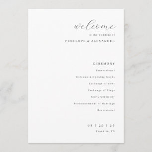 Elegant Off-White Wedding Ceremony Program Programme