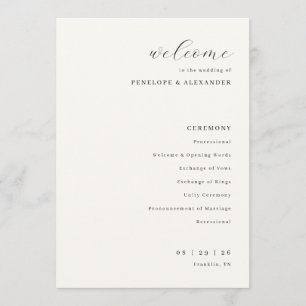 Elegant Off-White Wedding Ceremony Program Programme