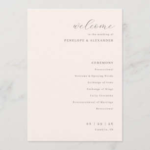 Elegant Off-White Wedding Ceremony Program Programme