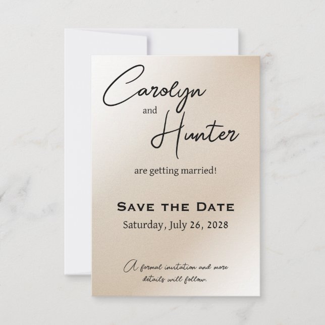 Elegant Off White Wedding Save The Date (Front)