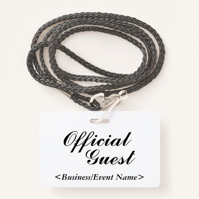 Elegant "Official Guest" Badge ID Badge (Front with Lanyard)