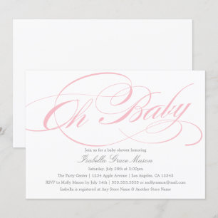 Elegant Oh Baby In Pink   Baby Shower Invitation