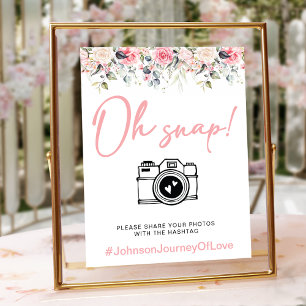 Elegant Oh Snap Blush Floral Hashtag  Poster