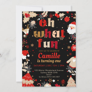 Elegant Oh What Fun Christmas  Birthday Party Invitation