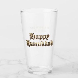 Elegant Old English Lettering Happy Hanukkah Glass