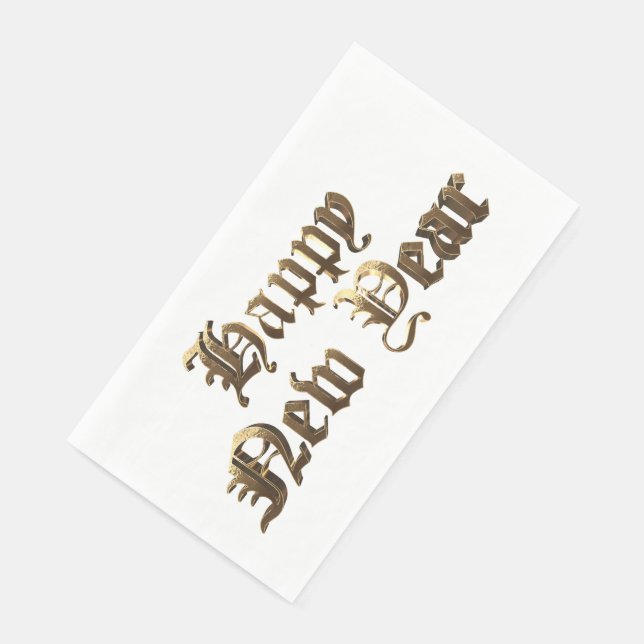 Elegant Old English Lettering Happy New Year Napkin (Corner)