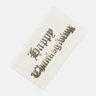 Elegant Old English Lettering Happy Thanksgiving Napkin