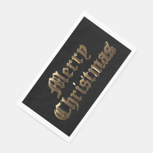 Elegant Old English Lettering Merry Christmas Napkin