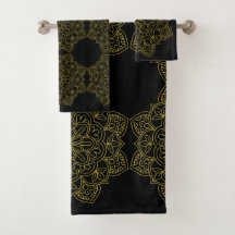 Elegant Old Gold Mandalas on Black