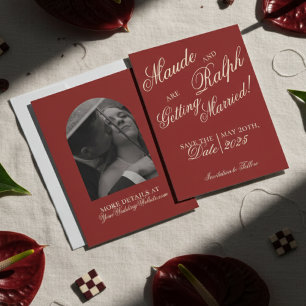 Elegant Old Money Bold Red Wedding Save The Date