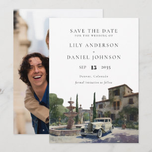 Elegant Old Money Country Estate Photo Wedding Save The Date