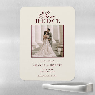 Elegant Old Money Photo Wedding Save the Date Magnet