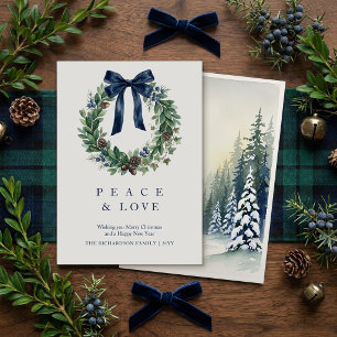 Elegant Old Money Watercolor Wreath Holiday Card