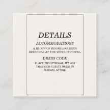Elegant Old Money Wedding Details Enclosure Card