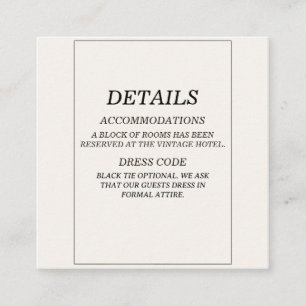 Elegant Old Money Wedding Details Enclosure Card