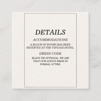 Elegant Old Money Wedding Details Enclosure Card
