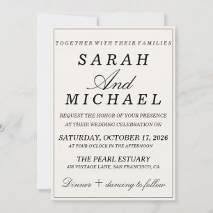 Elegant Old Money Wedding Invitation with Photo
