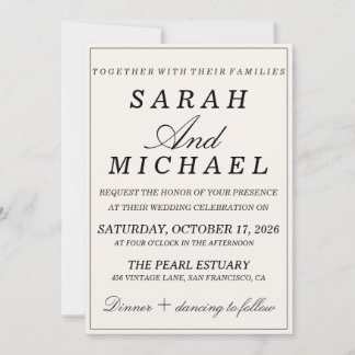 Elegant Old Money Wedding Invitation with Photo