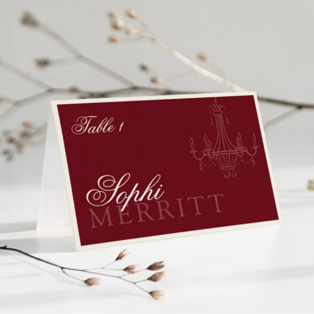 Elegant Old Money Wine Red Wedding place cards (Creator Uploaded)