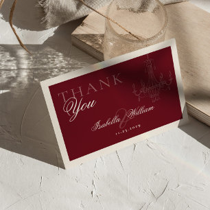 Elegant Old Money Wine Red Wedding Thank You Card