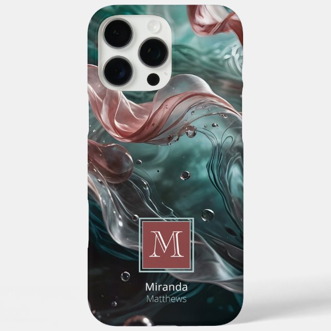 Elegant Old Rose and Emerald Silk Water Typography Case-Mate iPhone Case (Back)