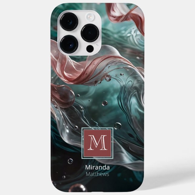 Elegant Old Rose and Emerald Silk Water Typography Case-Mate iPhone Case (Back)