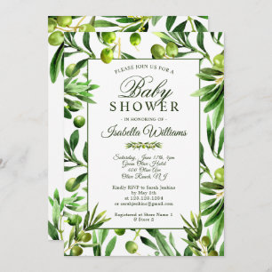 Elegant Olive Boho Garden Baby Shower Invitation