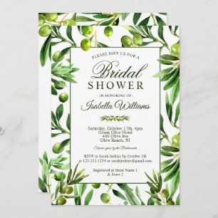 Elegant Olive Boho Garden Bridal Shower Invitation