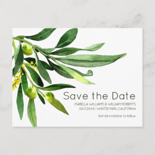 Elegant Olive Boho Garden Save the Date Wedding Announcement Postcard