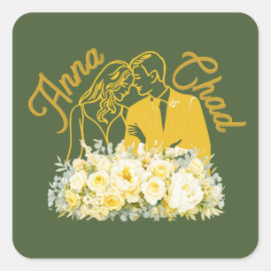 Elegant Olive Botanical Engagement Seal Sticker