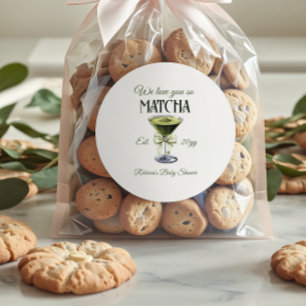 Elegant Olive Bow Love You So Matcha Baby Shower Classic Round Sticker