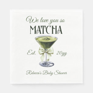 Elegant Olive Bow Love You So Matcha Baby Shower Napkin