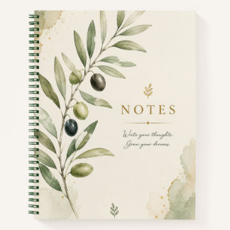 Elegant Olive Branch Botanical Notebook | Minimali