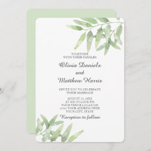 Elegant Olive Branch. Botanical simple wedding Invitation