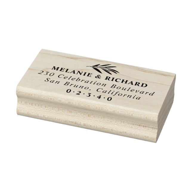 Elegant Olive Branch Custom Wedding Return Address Rubber Stamp (Stamp)