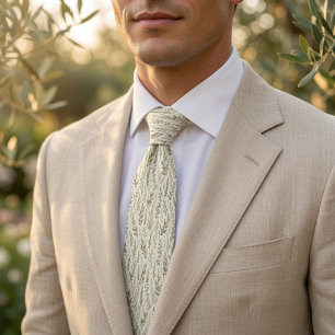 Elegant Olive Branch & Eucalyptus Wedding Tie