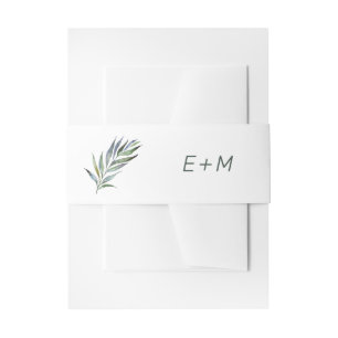 Elegant Olive Branch Sage Invitation Belly Band