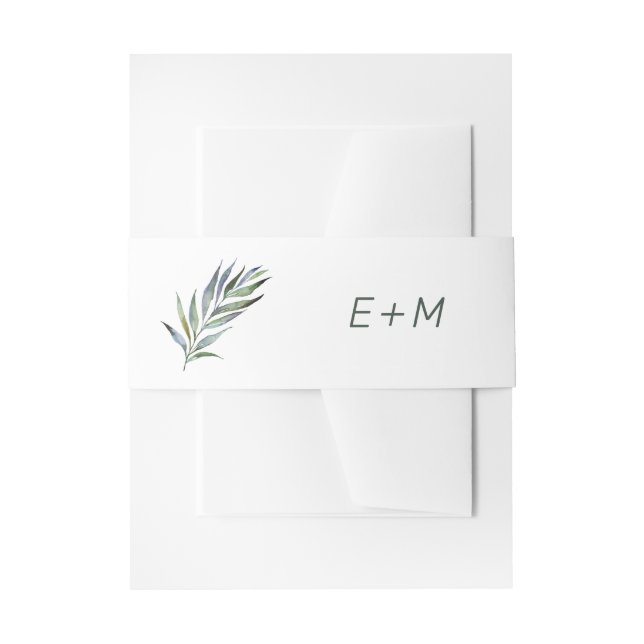 Elegant Olive Branch Sage Invitation Belly Band (Front Example)