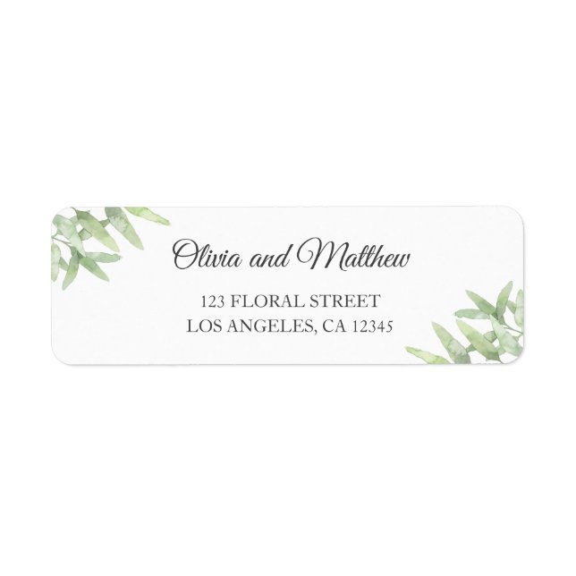 Elegant Olive Branch. Simple wedding address (Front)
