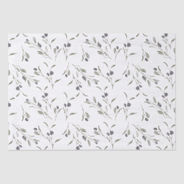 Elegant Olive Branch Tissue Paper (Front)