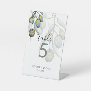 Elegant Olive Branch Watercolor Art Pedestal Sign