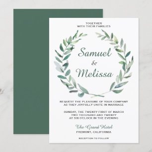 Elegant Olive Branch Watercolor Wedding Invitation