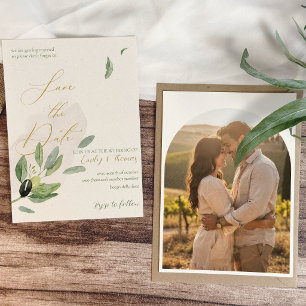 Elegant Olive Branch Watercolor Wedding Save The Date